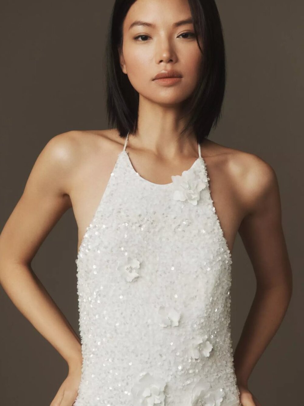Brice Halter Sequin Column Maxi Dress - Picture 4 of 10